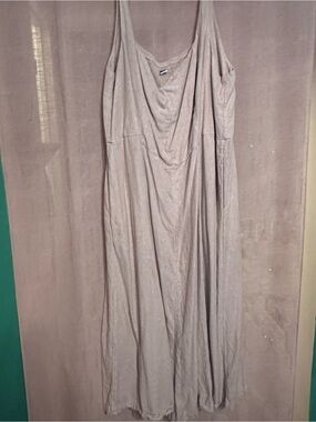 Old Navy Neutral Linen Midi Dress